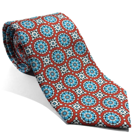 Scarlett Red & Blue Geometric Silk Tie