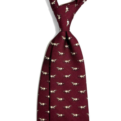 Burgundy Dog Print Wool Challis Tie