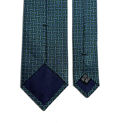 Turquoise Geometric Jacquard Silk Tie
