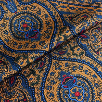 Forest Green & Orange Medallion Ancient Madder Silk Pocket Square