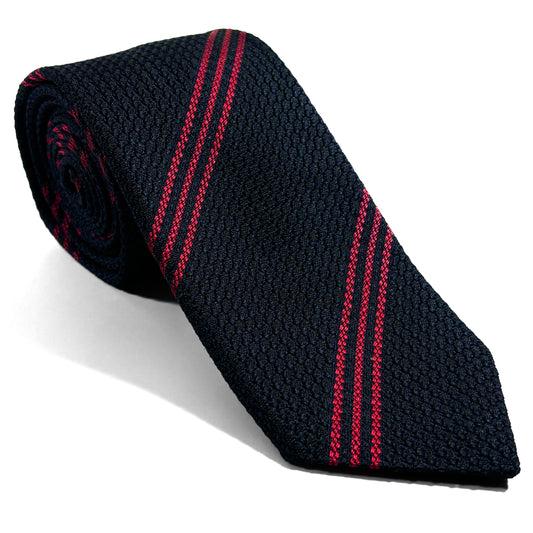 Black & Red Striped Silk Grenadine Tie (Garza Grossa)