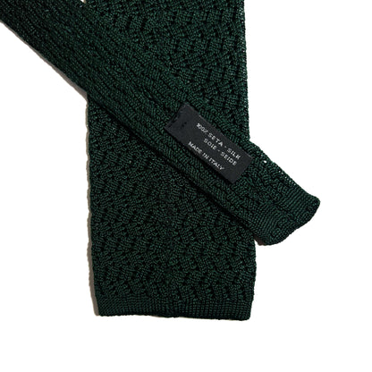 Zig-Zag Forest Green Silk Knitted Tie