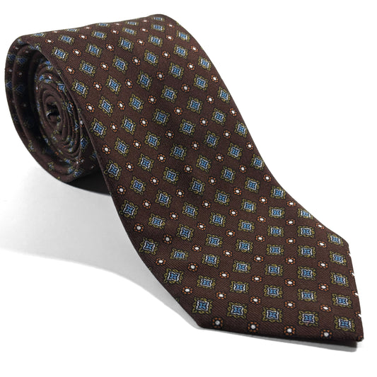 Brown Geometric Ancient Madder Silk Tie