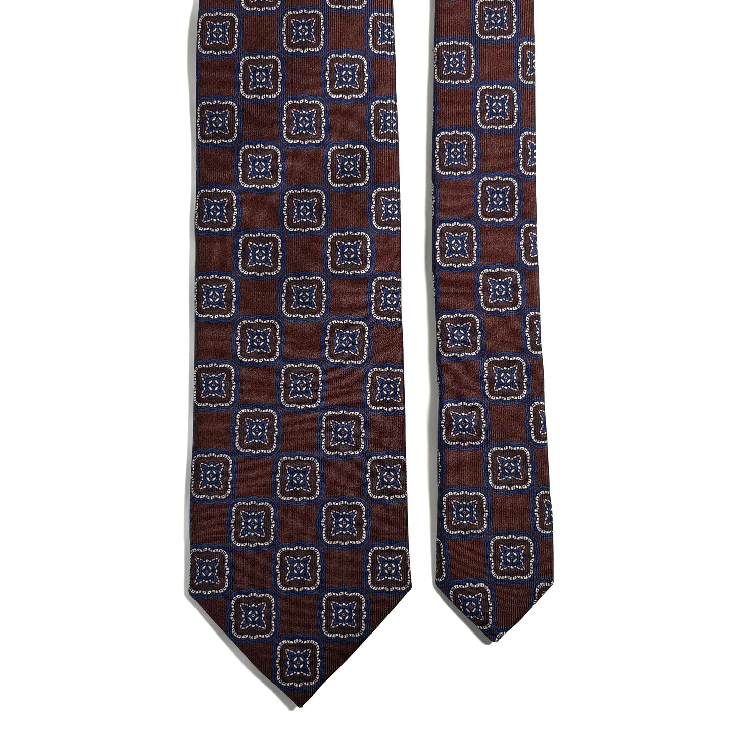 Brown Medallion Printed 36oz Silk Twill Tie