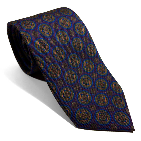 Purple Medallion Italian Madder Silk Tie