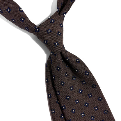 Taupe Brown Floral Wool/Silk Jacquard Tie