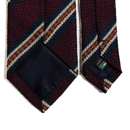 Burgundy Striped Italian Silk Grenadine Tie