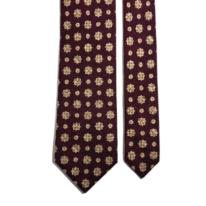 Burgundy Floral Printed Panama Silk Tie