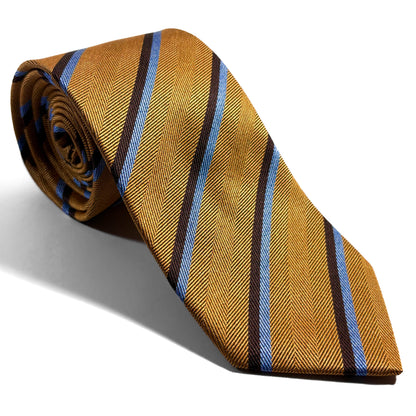 Gold Striped Silk Jacquard Tie