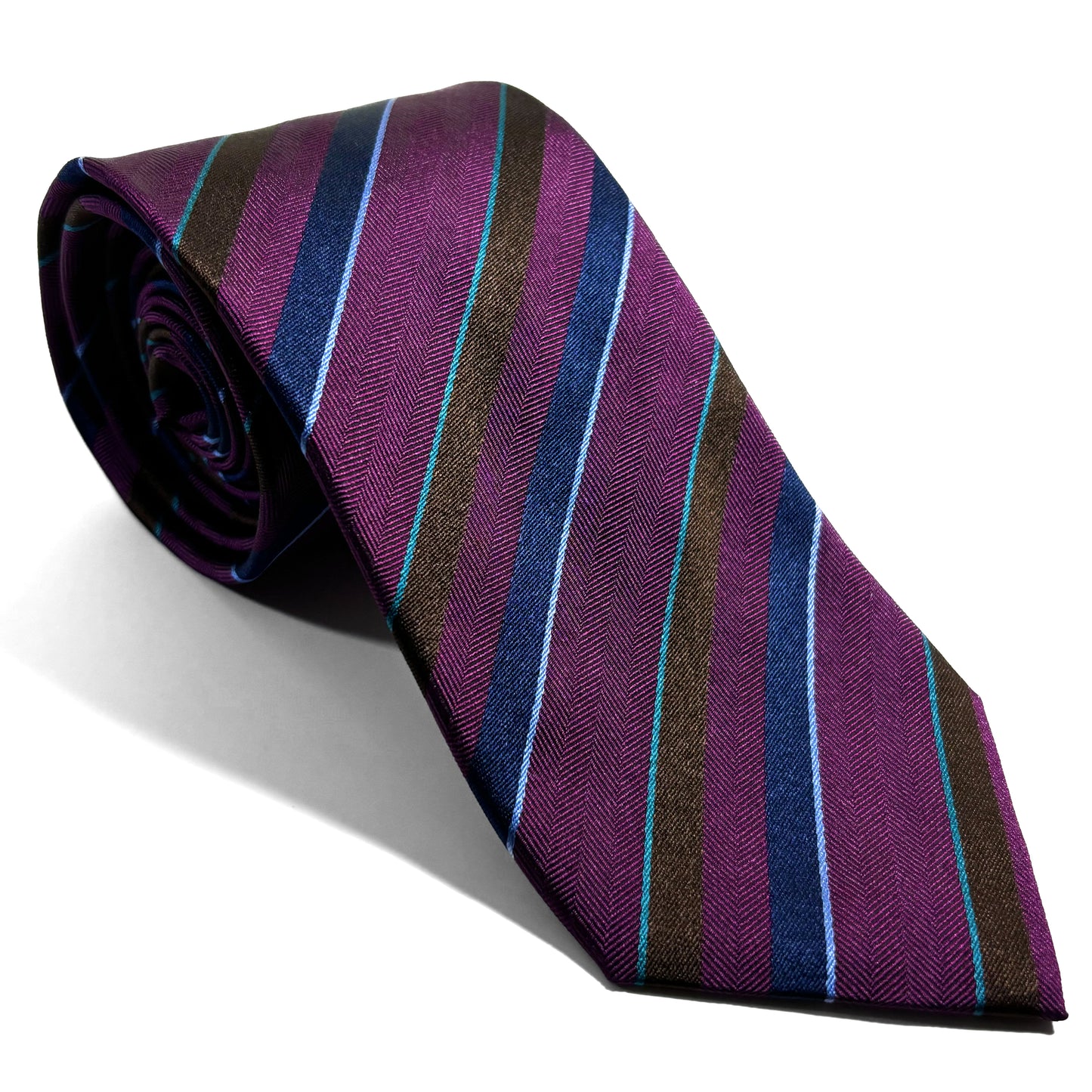 Purple & Navy Blue Striped Silk Jacquard Tie