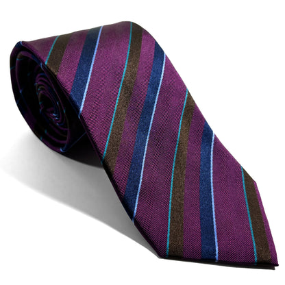Purple & Navy Blue Striped Silk Jacquard Tie