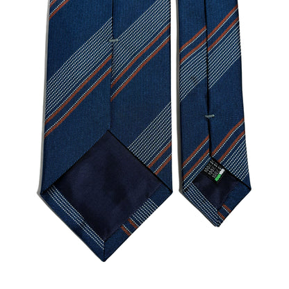 Prussian Blue Striped Silk Repp Tie