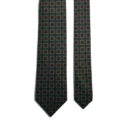 Forest Green Floral Italian Madder Silk Tie