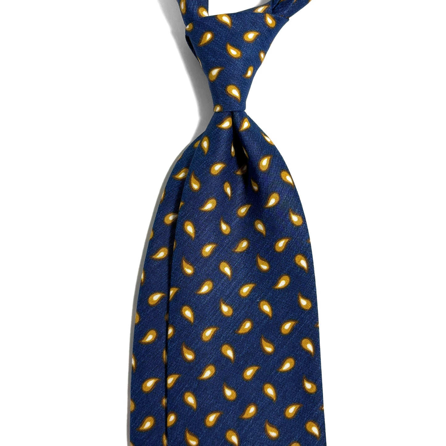 Navy Blue Teardrop Untipped Linen/Silk Tie