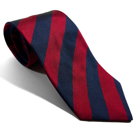 Navy Blue & Burgundy Striped Silk Repp Tie