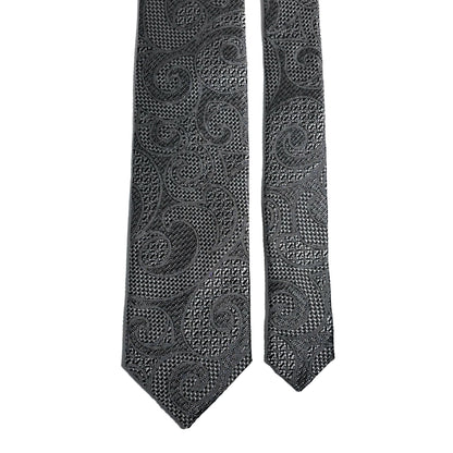 PHOENIX Silver Paisley Silk Grenadine Jacquard Tie