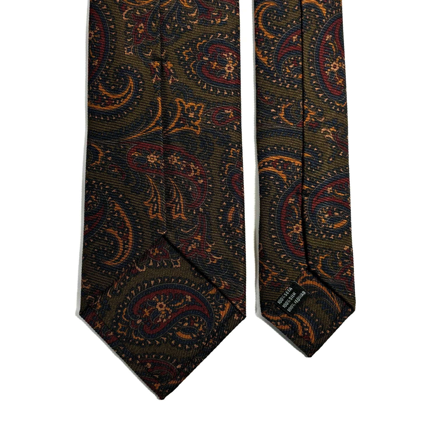 Olive Green Paisley Italian Madder Silk Tie