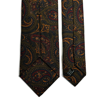 Olive Green Paisley Italian Madder Silk Tie