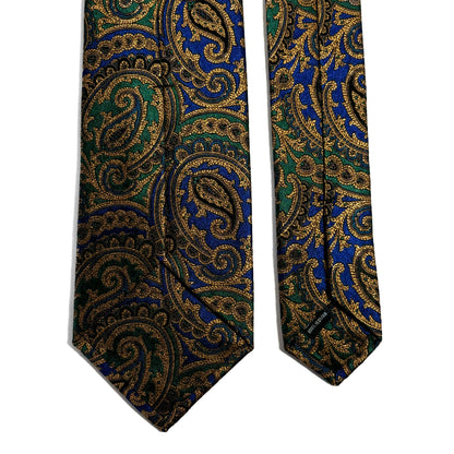 Green & Gold Silk Paisley Jacquard Tie