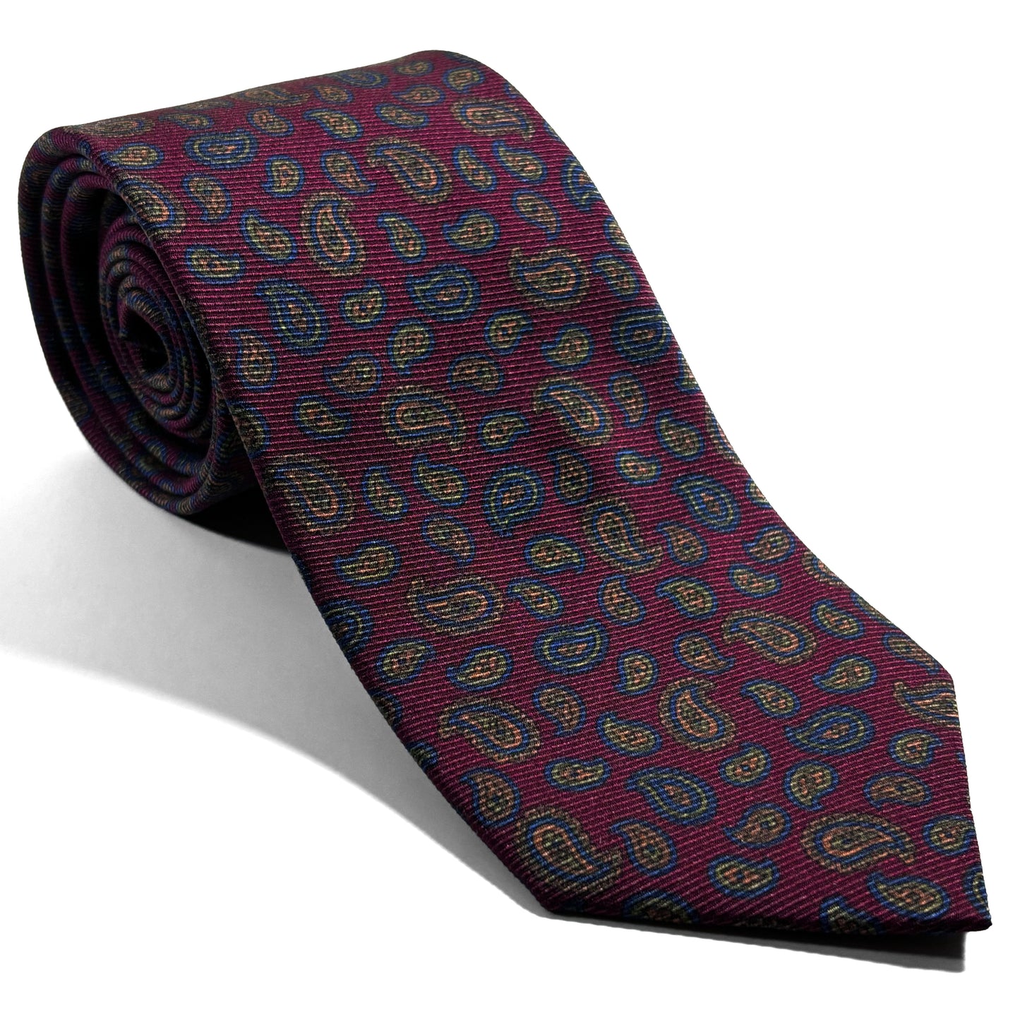 Burgundy Paisley Italian Madder Silk Tie