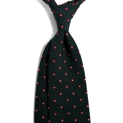 Forest Green Floral Wool/Silk Jacquard Tie