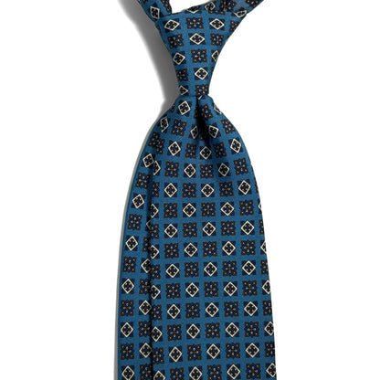 Aqua Blue Geometric Printed 36oz Silk Twill Tie