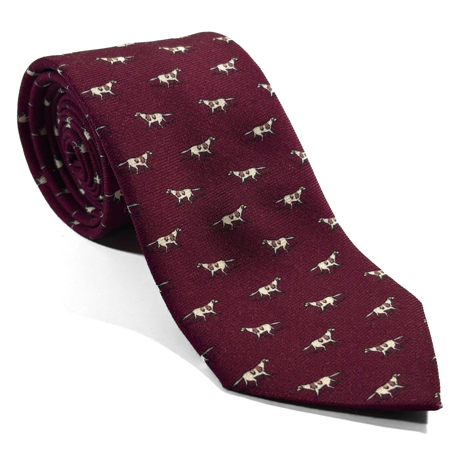 Burgundy Dog Print Wool Challis Tie