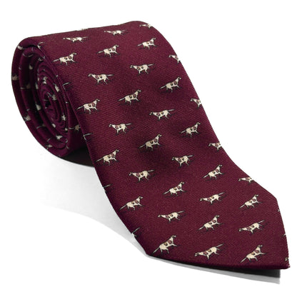 Burgundy Dog Print Wool Challis Tie