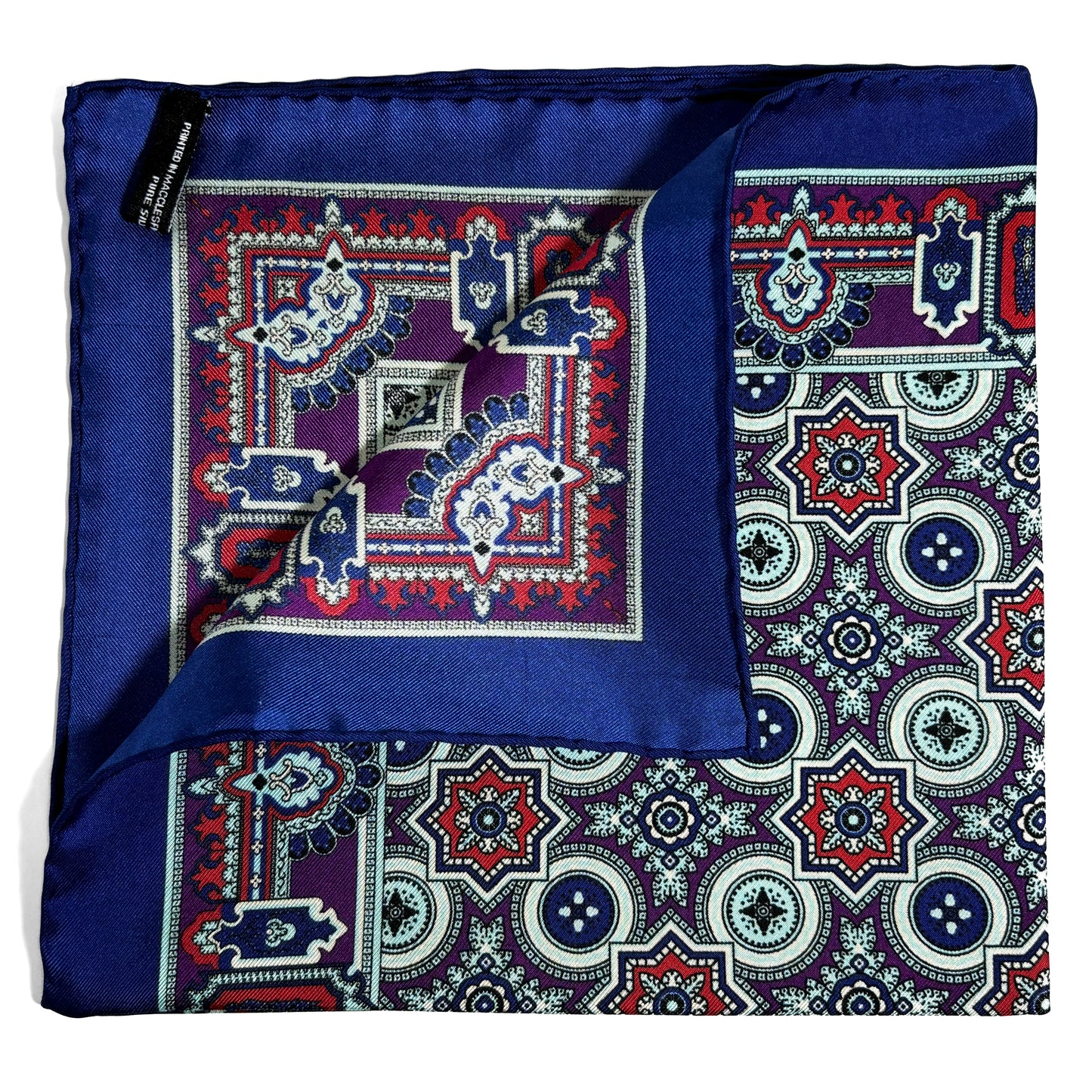 Blue & Purple Geometric Silk Pocket Square