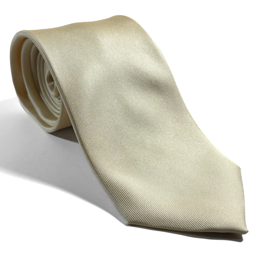 Cream Yellow English Printed Twill Silk Tie