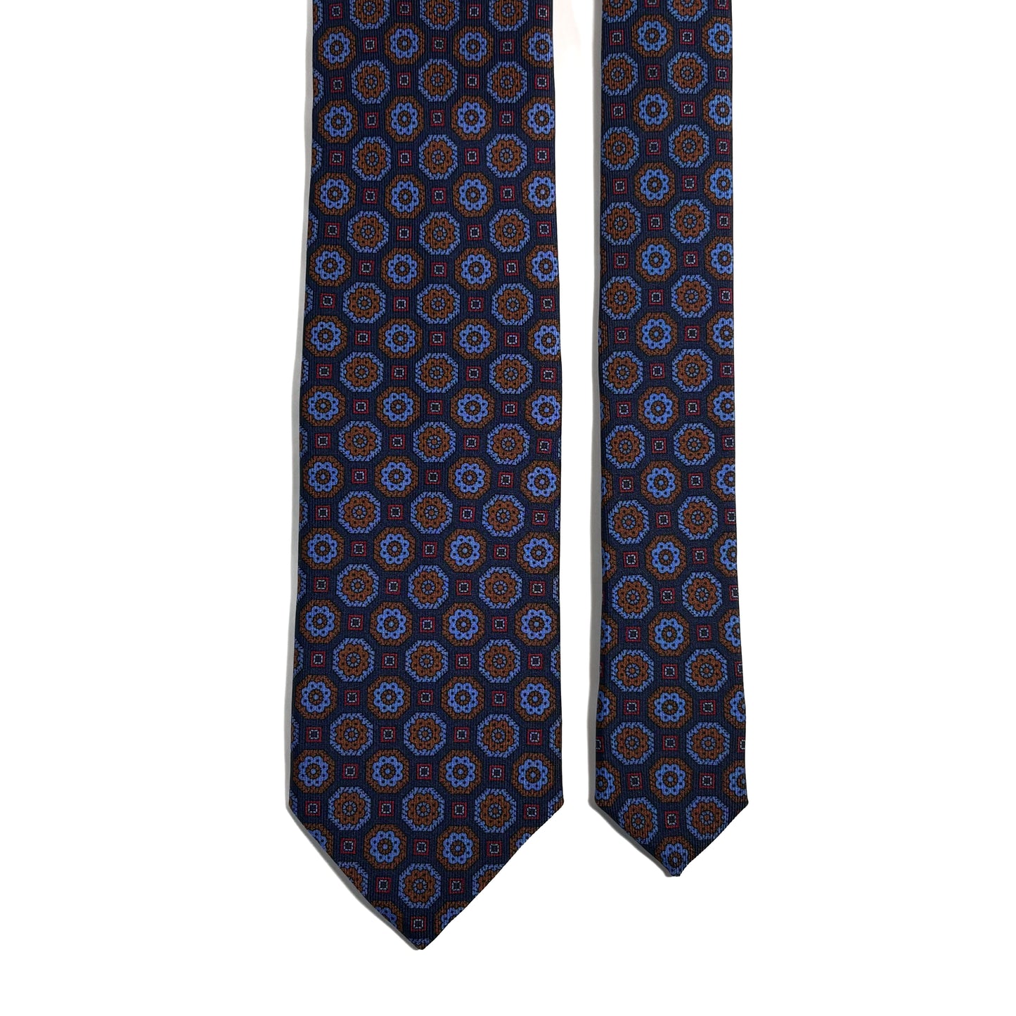 Navy Blue Geometric Ancient Madder Silk Tie