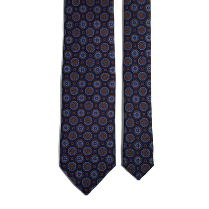 Navy Blue Geometric Ancient Madder Silk Tie