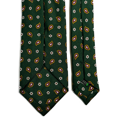 Green Floral Printed 24oz Silk Twill Tie