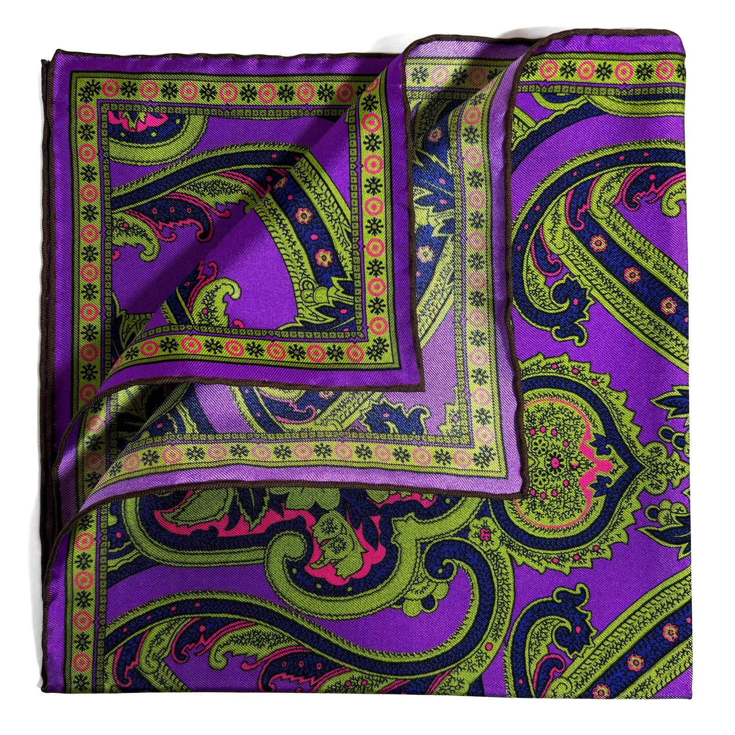 Purple & Green Floral Silk Pocket Square