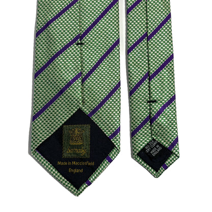 Green & Purple Striped Silk Jacquard Tie