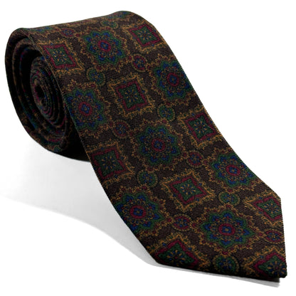 Dark Brown Large Geometric Wool/Silk Tie