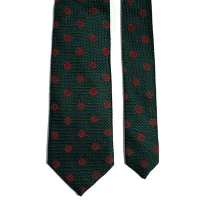 Forest Green Floral Silk Grenadine Tie (English Weave)