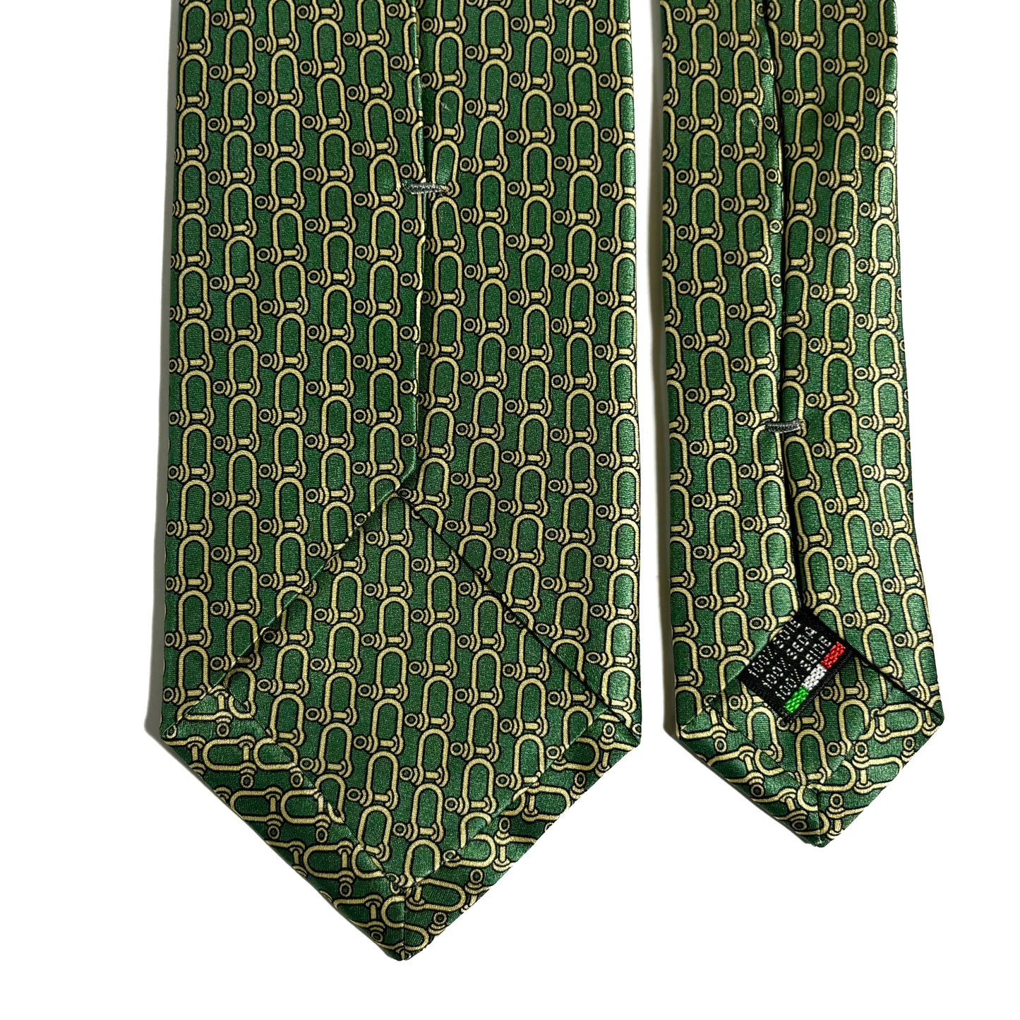 Green Bridle Motif Silk Satin Tie