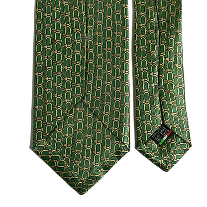 Green Bridle Motif Silk Satin Tie