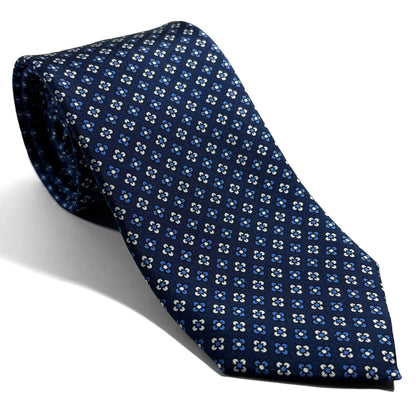 Navy Blue Small Floral Silk Tie