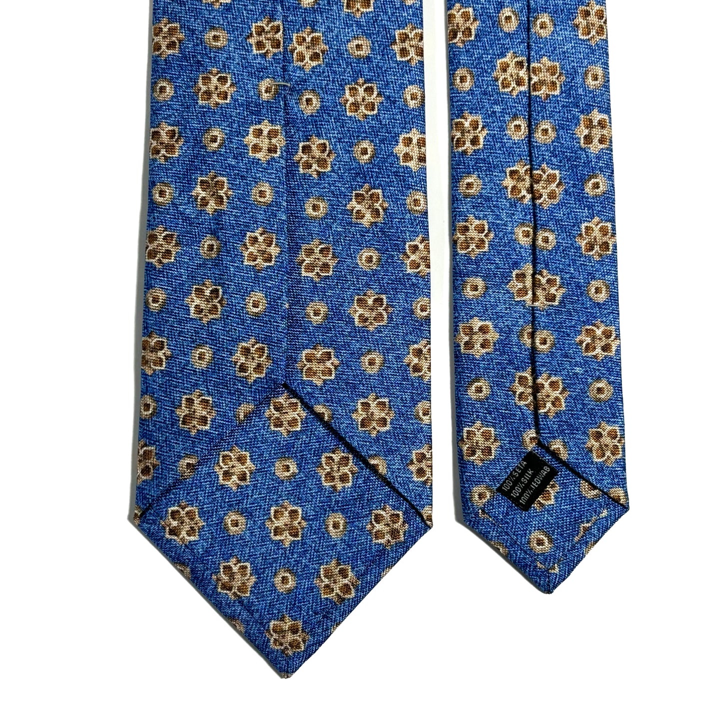 Light Blue Floral Printed Panama Silk Tie