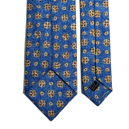 Light Blue Floral Printed Panama Silk Tie