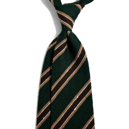 Luxury Forest Green Stripe Untipped Silk Shantung Tie