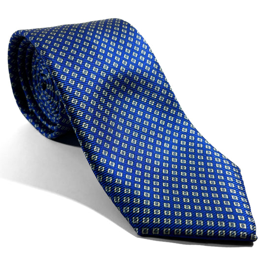 Royal Blue Micro-Geometric Silk Tie (Handmade in Italy)