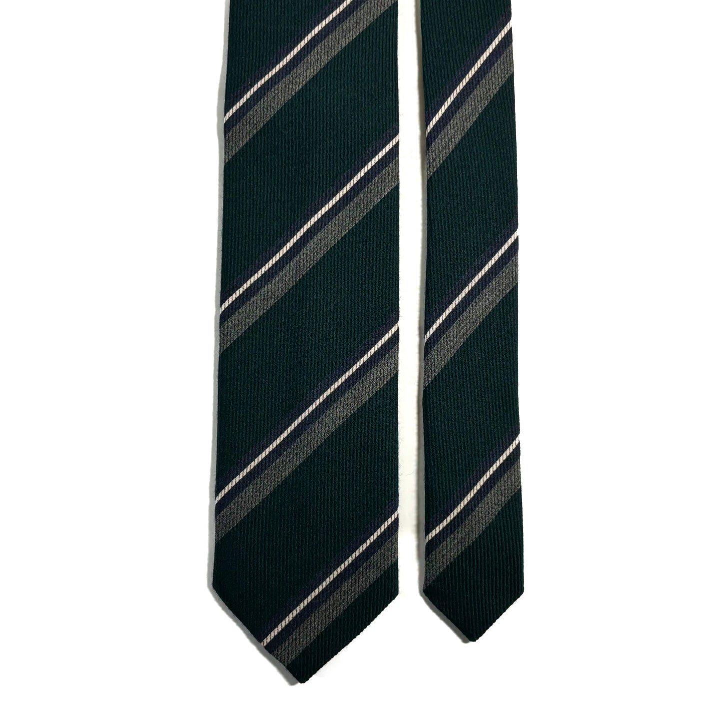 Forest Green Striped Wool/Silk Tie
