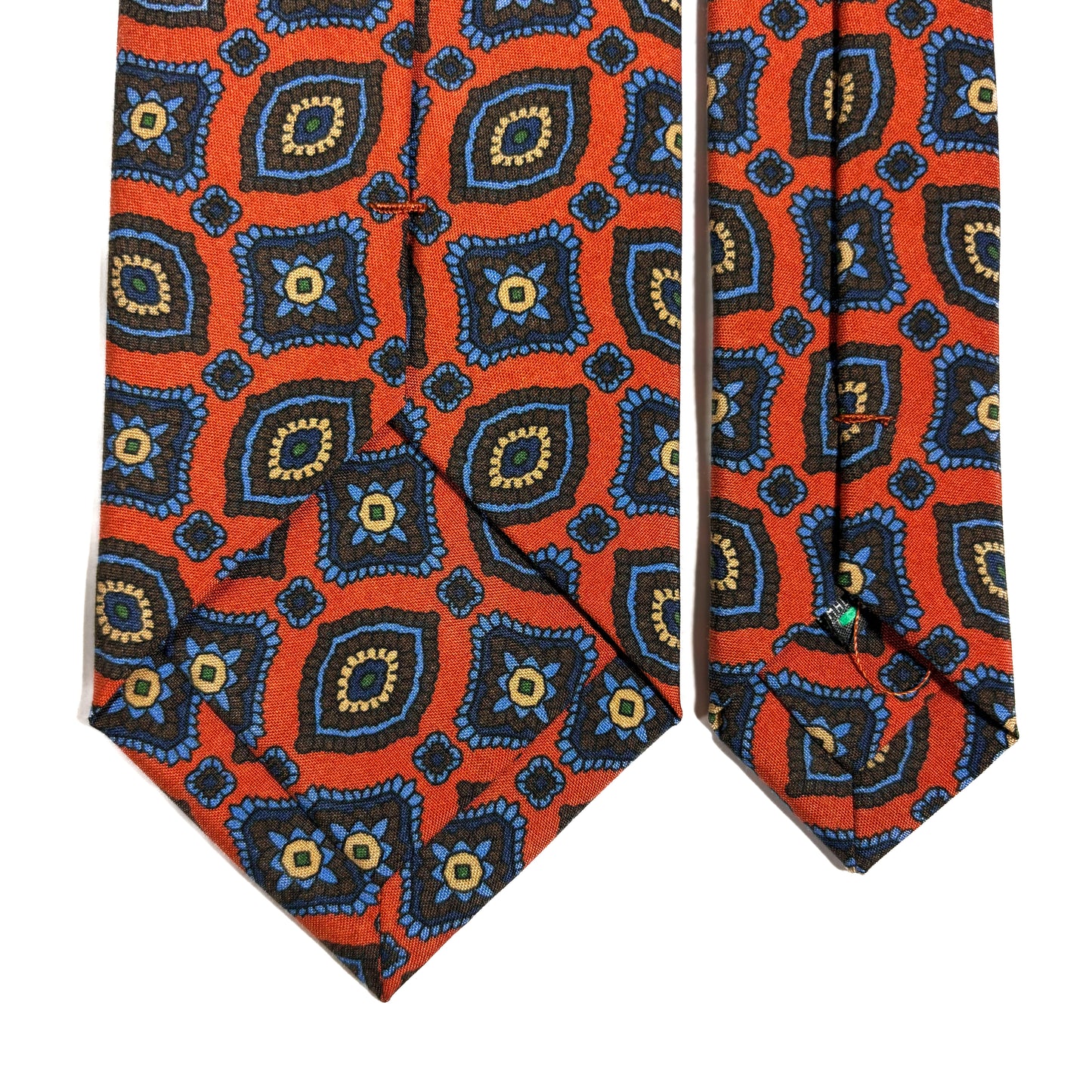 Orange Geometric Italian Madder Silk Tie