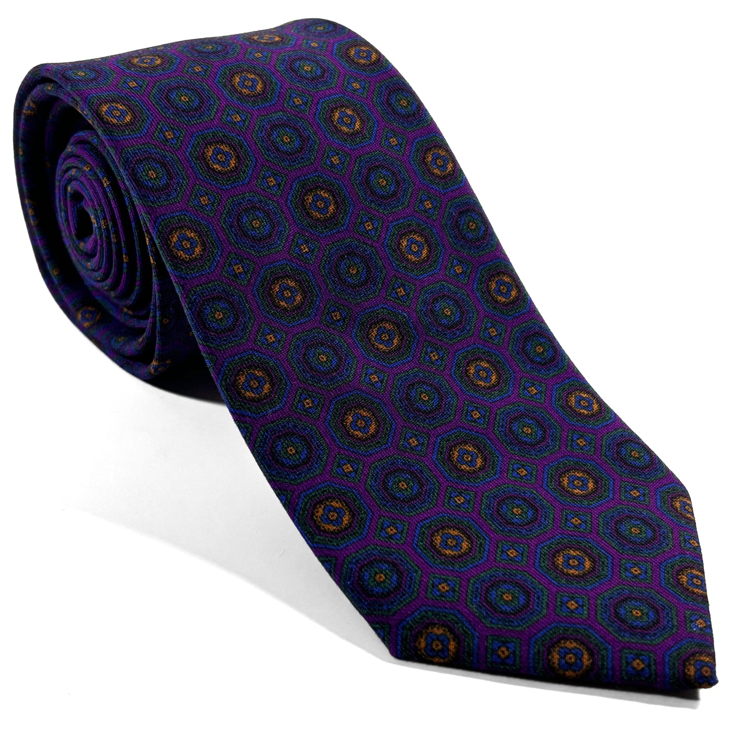 Purple Geometric Tasmanian Wool Tie
