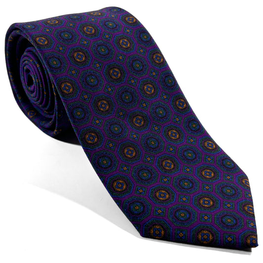 Purple Geometric Tasmanian Wool Tie