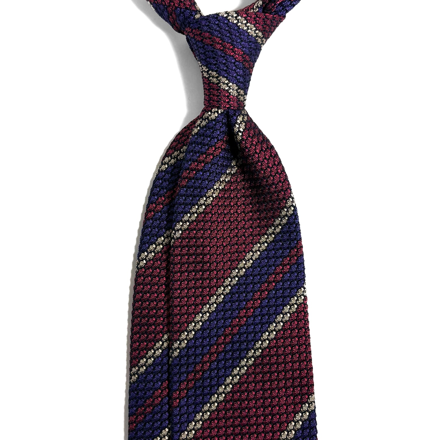 Wine Red & Purple Striped Silk Grenadine Tie (Garza Grossa)