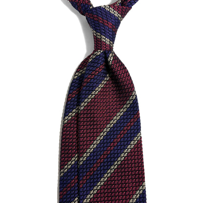 Wine Red & Purple Striped Silk Grenadine Tie (Garza Grossa)
